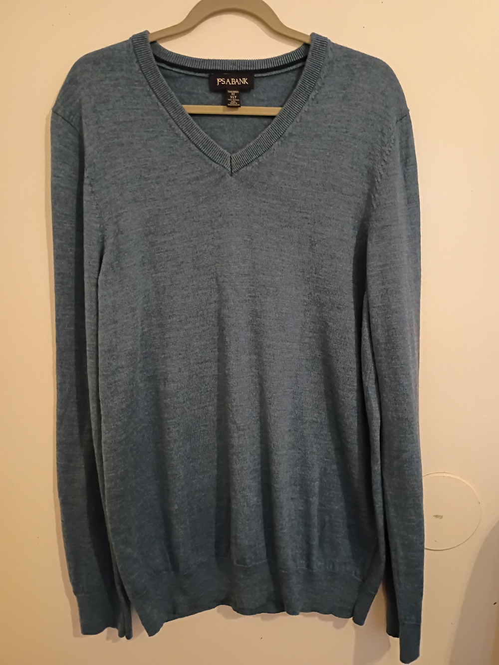 Jos. A.‎ Bank Men's V-Neck 100% Merino Wool Sweater in Dusty Blue Sz XLT